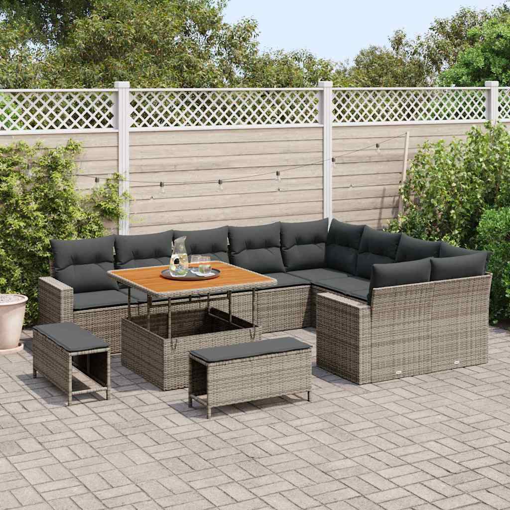 Conjunto de Sofá de Jardim 12 pcs Cinzeto 100 x 100 x 71 cm