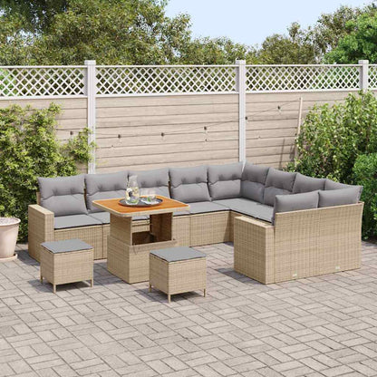 Conjunto de Sofá de Jardim 12 pcs bege e cinzento claro