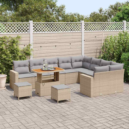 Conjunto de Sofá de Jardim 12 pcs bege e cinzento claro