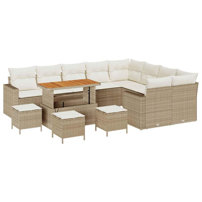 Conjunto de Sofá de Jardim 13 pcs bege e creme 110 x 55 x 71 cm