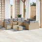 Conjunto de Sofá de Jardim 13 pcs bege e cinzento claro
