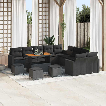 Conjunto de Sofá de Jardim 14 pcs Preto 110 x 55 x 71 cm