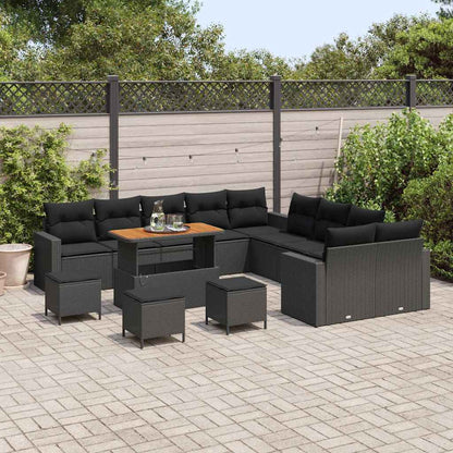 Conjunto de Sofá de Jardim 14 pcs Preto 110 x 55 x 71 cm
