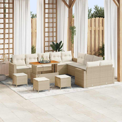 Conjunto de Sofá de Jardim 14 pcs bege e creme 110 x 55 x 71 cm