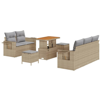 Conjunto de Sofá de Jardim Manual 8 pcs bege e cinzento claro
