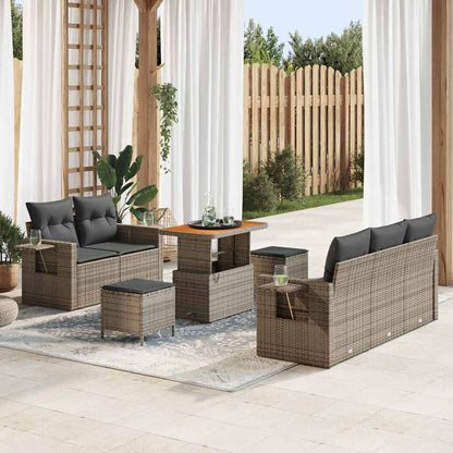 Conjunto de Sofá de Jardim com almofada Manual 8 pcs Cinzeto