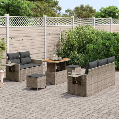 Conjunto de Sofá de Jardim com almofada Manual 8 pcs Cinzeto