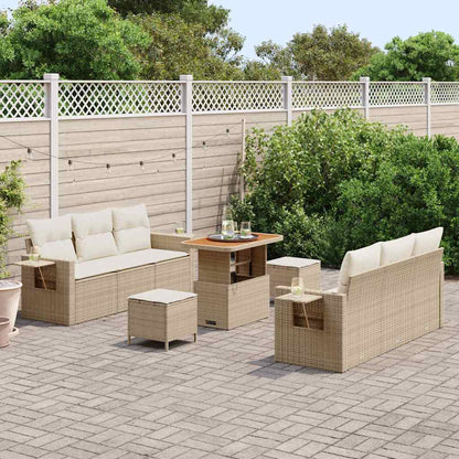 Conjunto de Sofá de Jardim com almofada 9 pcs bege e creme