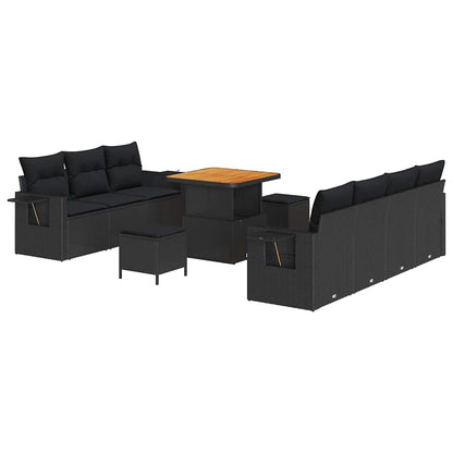 Conjunto de Sofá de Jardim com almofada Manual 10 pcs Preto