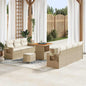 Conjunto de Sofá de Jardim com almofada 10 pcs bege e creme