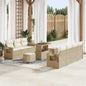 Conjunto de Sofá de Jardim com almofada 10 pcs bege e creme
