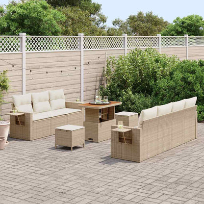 Conjunto de Sofá de Jardim com almofada 10 pcs bege e creme