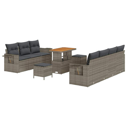 Conjunto de Sofá de Jardim com almofada 10 pcs Cinzeto