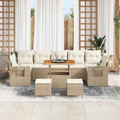 Conjunto de Sofá de Jardim 10 pcs bege e creme 90 x 55 x 71 cm