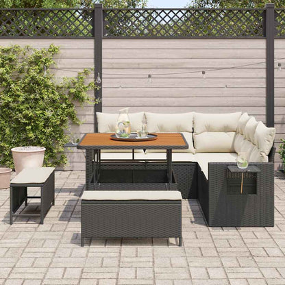 Conjunto de Sofá de Jardim com almofada 8 pcs Preto e creme