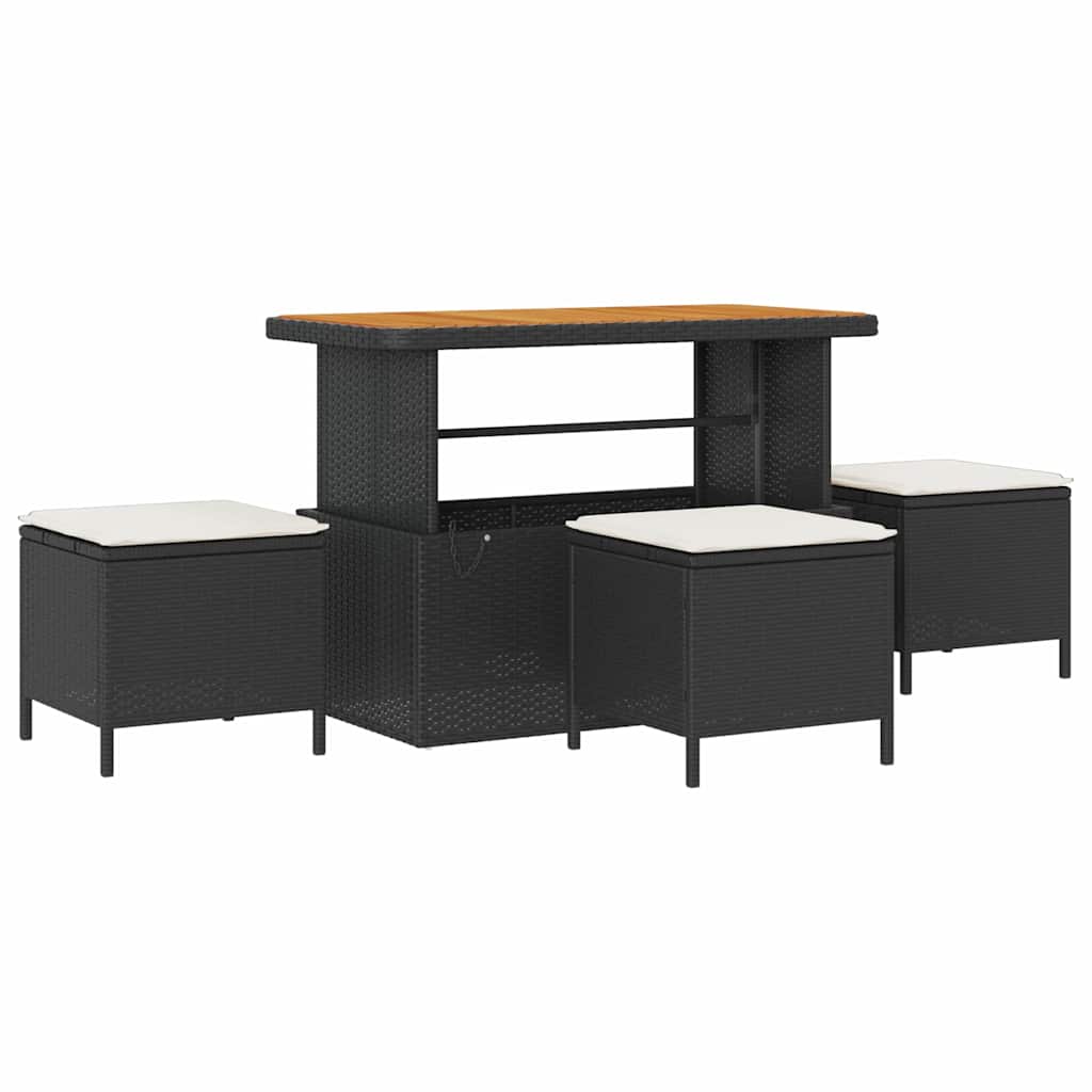 Conjunto de Sofá de Jardim 10 pcs Preto e Creme vime PE