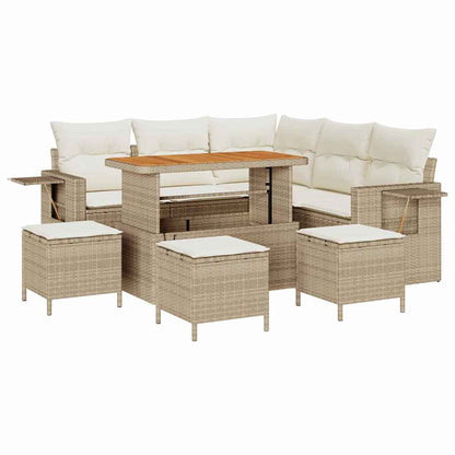 Conjunto de Sofá de Jardim 9 pcs bege e creme 110 x 55 x 71 cm