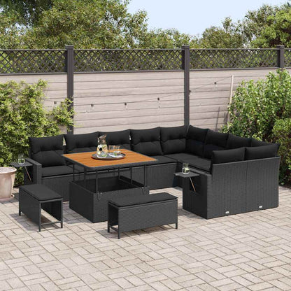 Conjunto de Sofá de Jardim 12 pcs Preto 100 x 100 x 71 cm