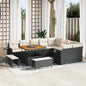 Conjunto de Sofá de Jardim com almofada 12 pcs Preto e creme