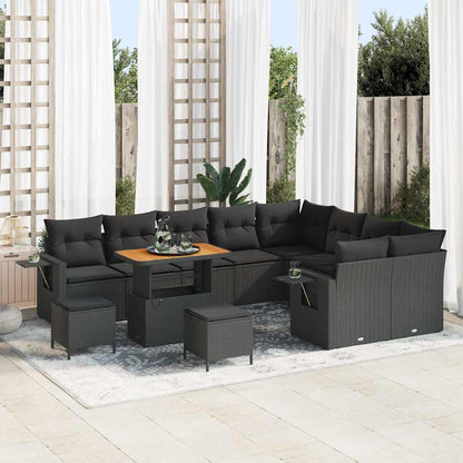 Conjunto de Sofá de Jardim 12 pcs Preto 90 x 55 x 71 cm
