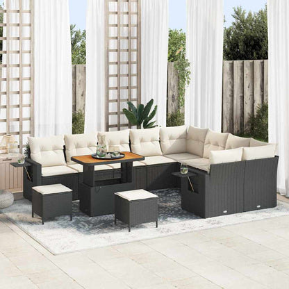 Conjunto de Sofá de Jardim 12 pcs Preto e creme 90 x 55 x 71 cm
