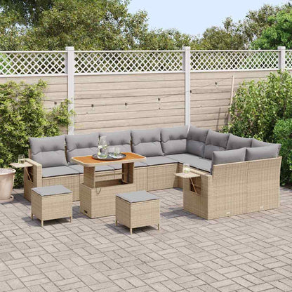 Conjunto de Sofá de Jardim 12 pcs bege e cinzento claro