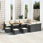 Conjunto de Sofá de Jardim com almofada 13 pcs Preto e creme