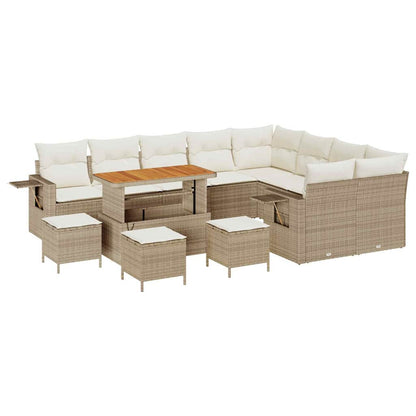 Conjunto de Sofá de Jardim 13 pcs bege e creme 110 x 55 x 71 cm