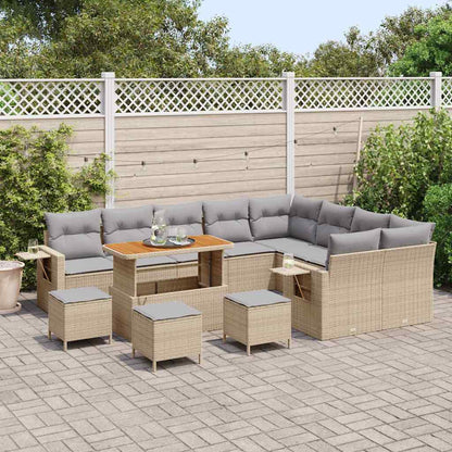 Conjunto de Sofá de Jardim 13 pcs bege e cinzento claro