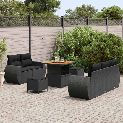 Conjunto de Sofá de Jardim Manual 8 pcs Preto 80 x 80 x 71 cm