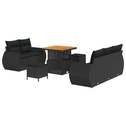 Conjunto de Sofá de Jardim Manual 8 pcs Preto 80 x 80 x 71 cm