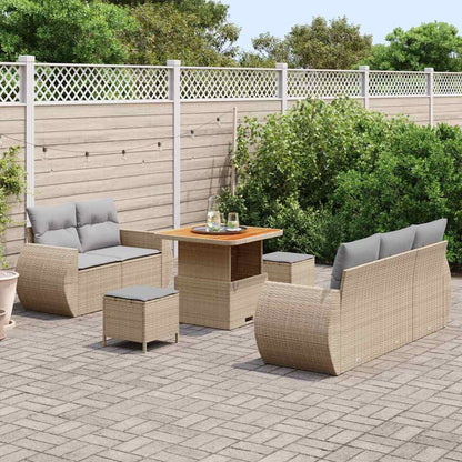 Conjunto de Sofá de Jardim Manual 8 pcs bege e cinzento claro