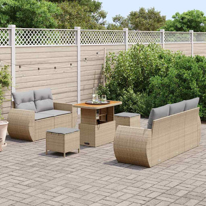 Conjunto de Sofá de Jardim Manual 8 pcs bege e cinzento claro