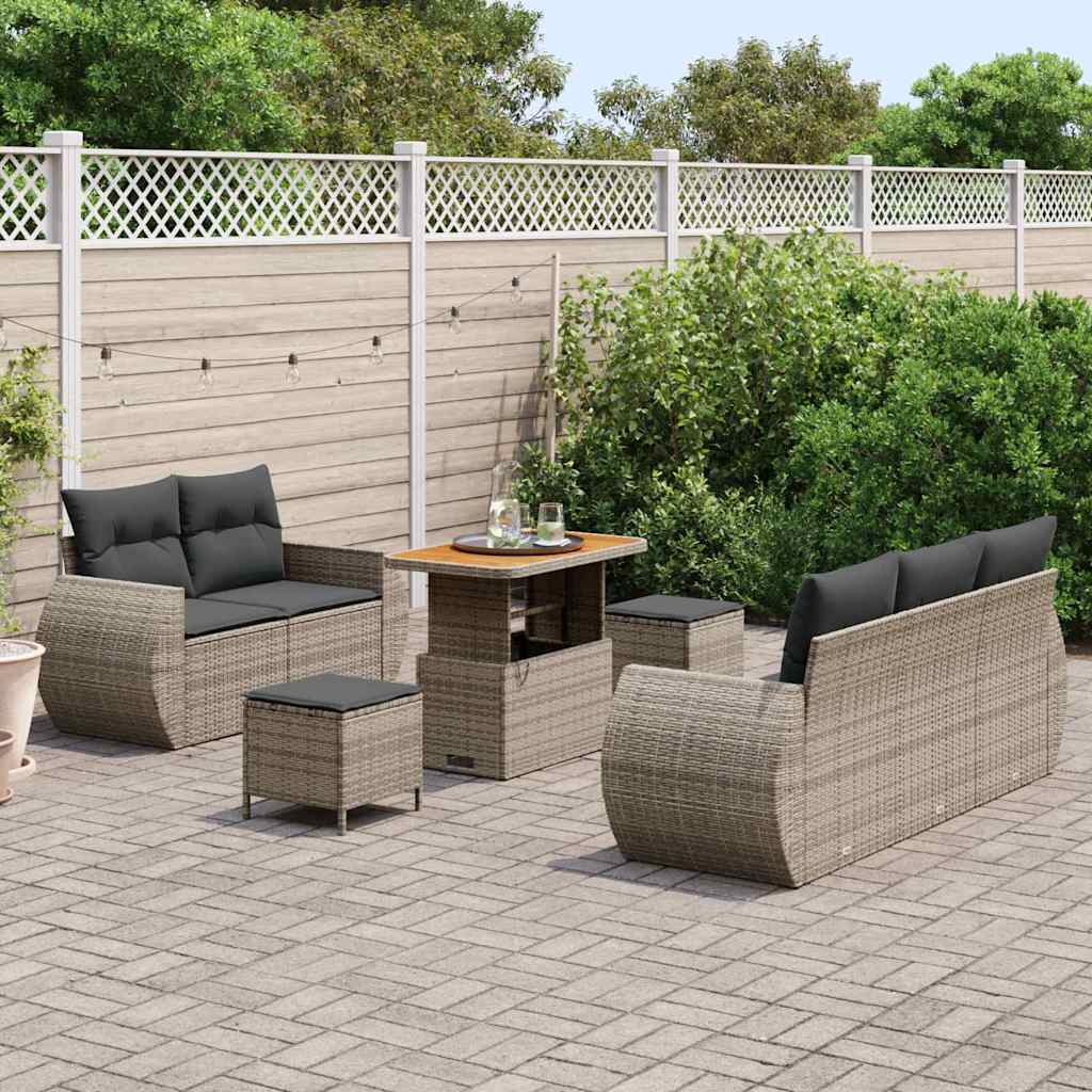 Conjunto de Sofá de Jardim Manual 8 pcs Cinzeto 90 x 55 x 71 cm