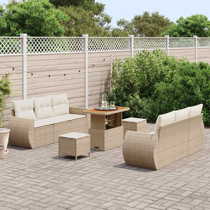 Conjunto de Sofá de Jardim com almofada 9 pcs bege e creme