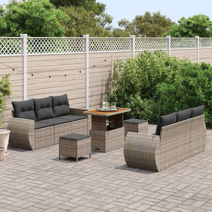 Conjunto de Sofá de Jardim com almofada Manual 9 pcs Cinzeto