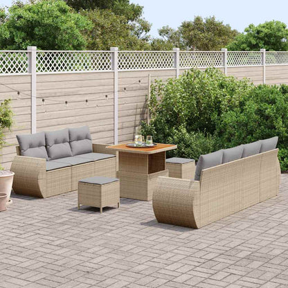 Conjunto de Sofá de Jardim Manual 10 pcs bege e cinzento claro