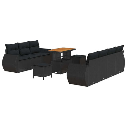 Conjunto de Sofá de Jardim Manual 10 pcs Preto 90 x 55 x 71 cm