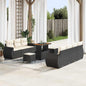 Conjunto de Sofá de Jardim 10 pcs Preto e creme 90 x 55 x 71 cm