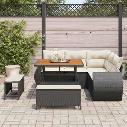 Conjunto de Sofá de Jardim com almofada 8 pcs Preto e creme