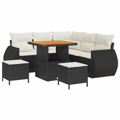 Conjunto de Sofá de Jardim 8 pcs Preto e creme 80 x 80 x 71 cm