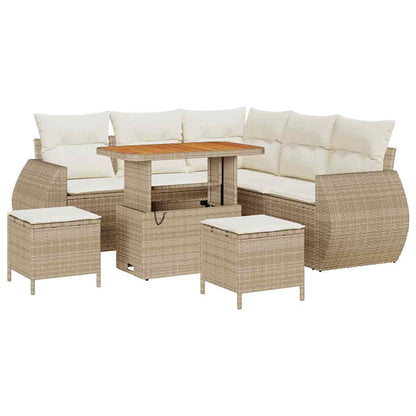 Conjunto de Sofá de Jardim 8 pcs bege e creme 90 x 55 x 71 cm