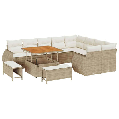 Conjunto de Sofá de Jardim com almofada 12 pcs bege e creme