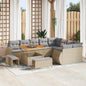 Conjunto de Sofá de Jardim Manual 12 pcs bege e cinzento claro
