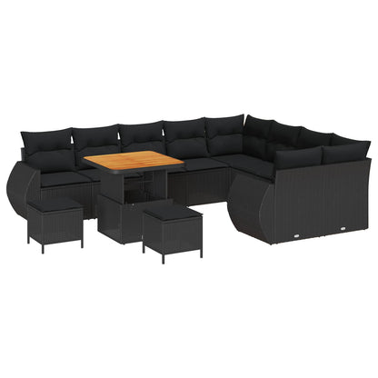 Conjunto de Sofá de Jardim 12 pcs Preto Rattan de Polipropileno