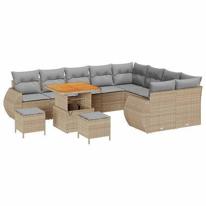 Conjunto de Sofá de Jardim 12 pcs bege e cinzento claro