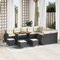 Conjunto de Sofá de Jardim com almofada 13 pcs Preto e creme