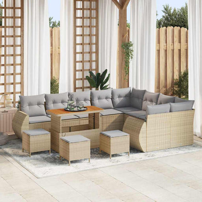 Conjunto de Sofá de Jardim 13 pcs bege e cinzento claro