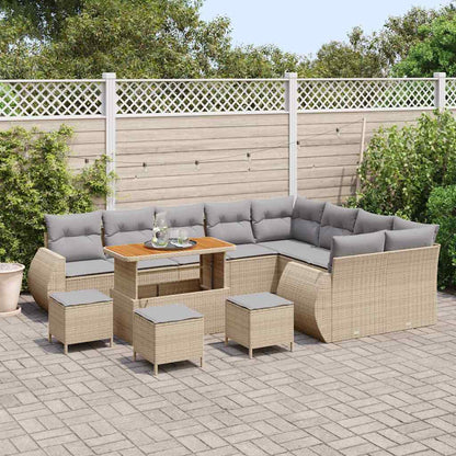 Conjunto de Sofá de Jardim 13 pcs bege e cinzento claro