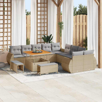 Conjunto de Sofá de Jardim 13 pcs bege e cinzento claro